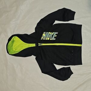 Nike Dri-FIT Black, Neon Kids 2T Zippered Hoodie with Pockets Used